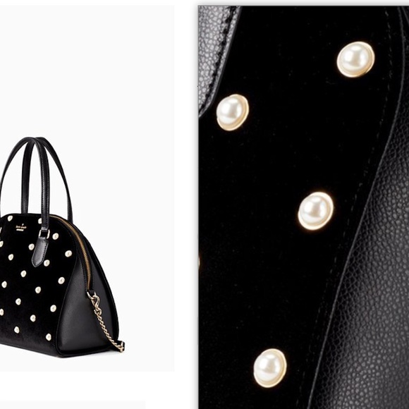 ⛔️SOLD/Authentic Kate Spade velvet/Leather/pearls - Picture 5 of 8